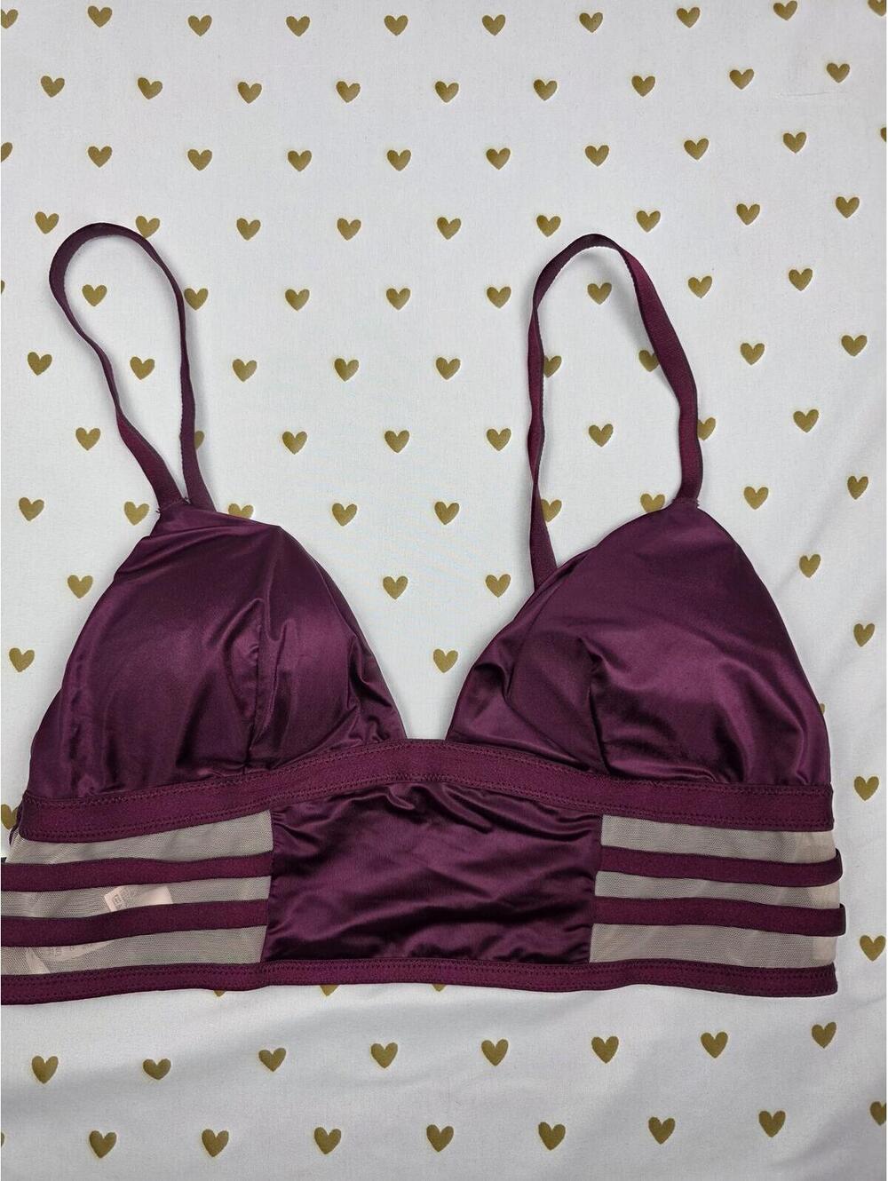 Victorias Secret Maroon Satin Sexy Bralette Bra Top Tank Small